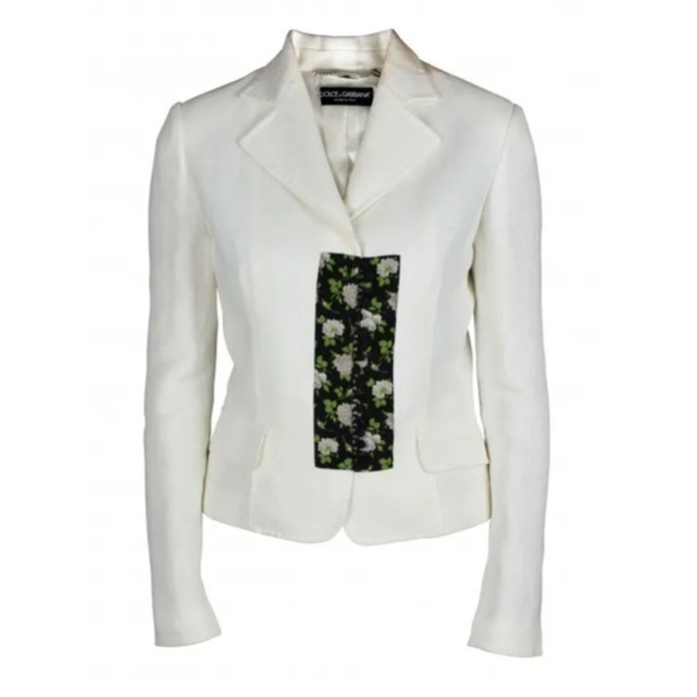 DOLCE & GABBANA White suit with floral details.
Jacket with button closure. - Picture 1 of 16